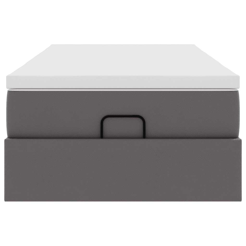 Struttura Letto Pouf con Materasso Grigio 90x200 cm Similpelle | homemem39