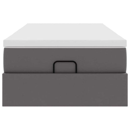 Struttura Letto Pouf con Materasso Grigio 90x200 cm Similpelle | homemem39