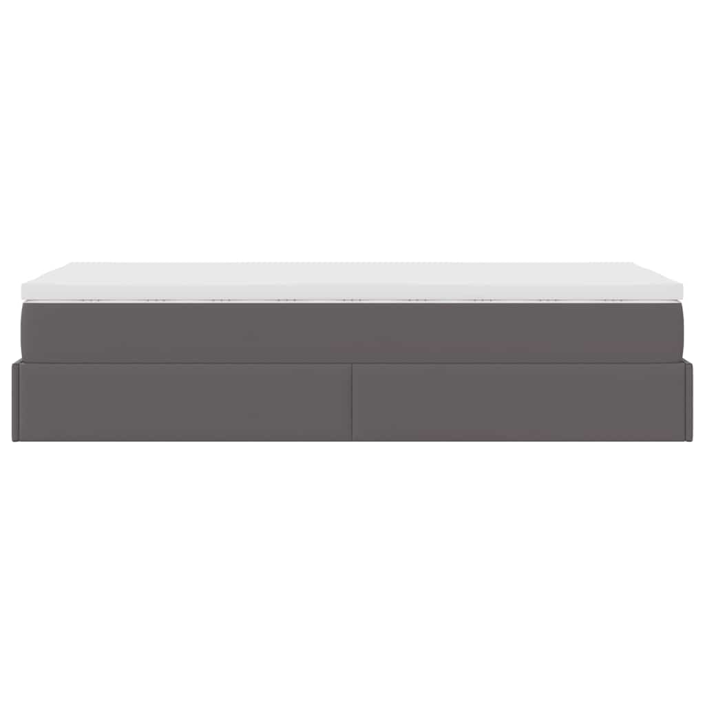 Struttura Letto Pouf con Materasso Grigio 90x200 cm Similpelle