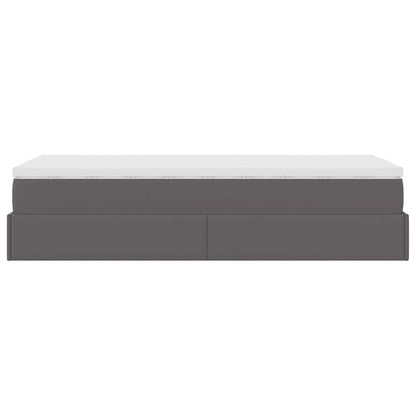 Struttura Letto Pouf con Materasso Grigio 90x200 cm Similpelle