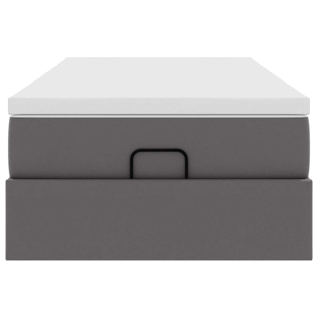 Struttura Letto Pouf con Materasso Grigio 100x200 cm Similpelle | homemem39