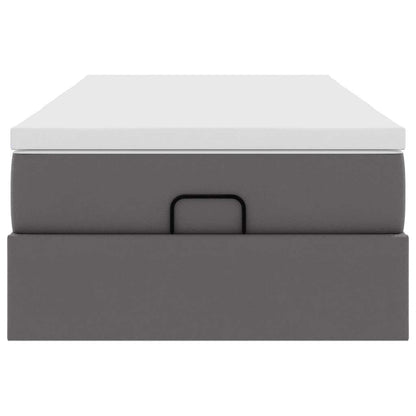Struttura Letto Pouf con Materasso Grigio 100x200 cm Similpelle | homemem39