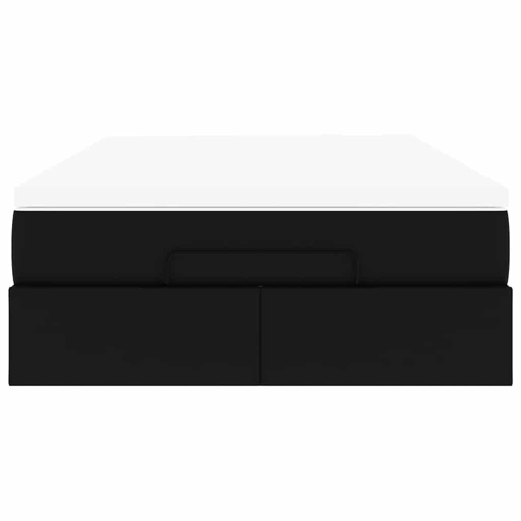 Struttura Letto Pouf con Materasso Nero 120x190 cm Similpelle