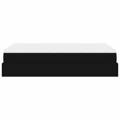 Struttura Letto Pouf con Materasso Nero 120x190 cm Similpelle