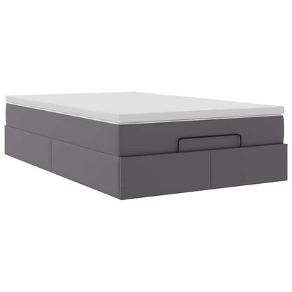 Struttura Letto Pouf con Materasso Grigio 120x190 cm Similpelle | homemem39