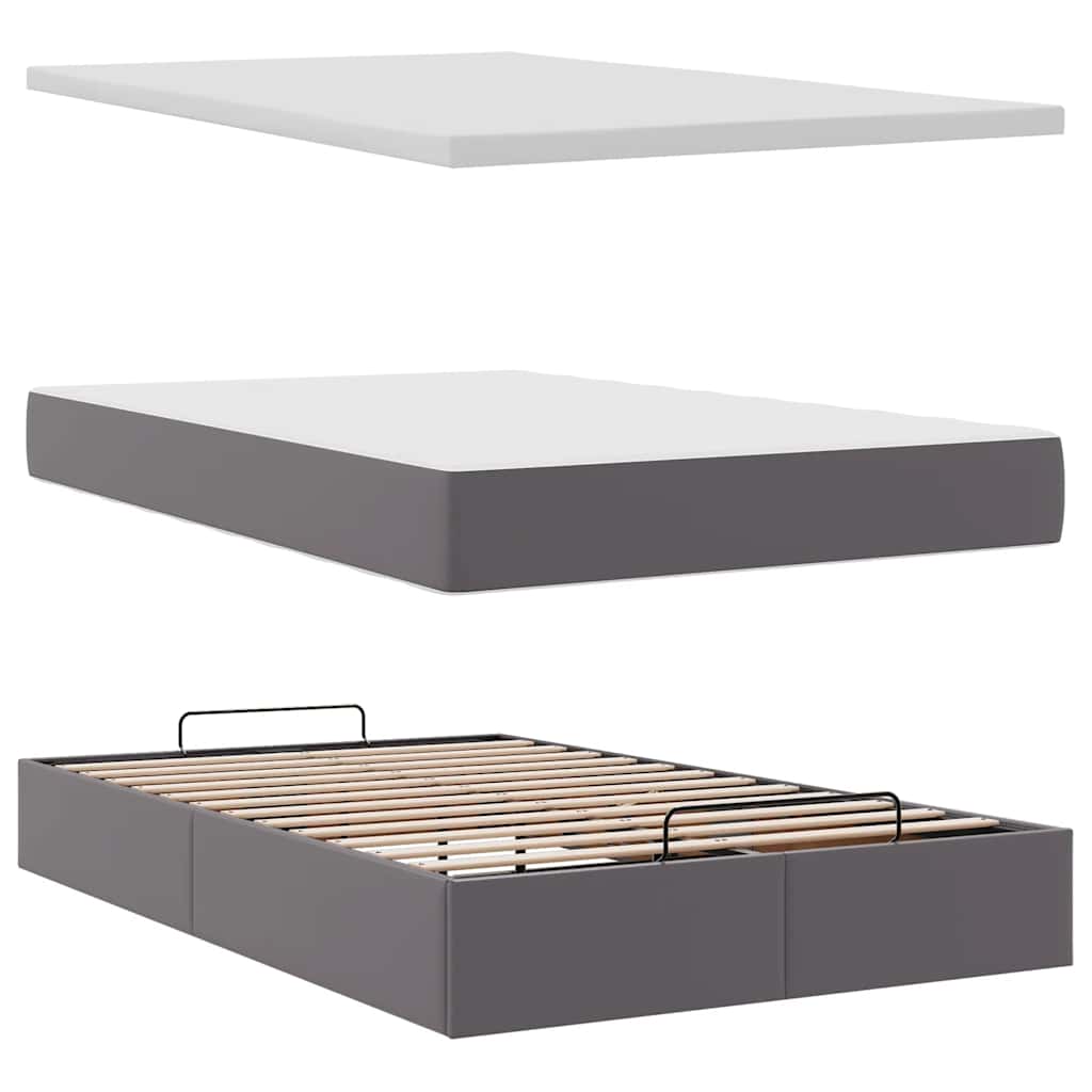 Struttura Letto Pouf con Materasso Grigio 120x190 cm Similpelle | homemem39