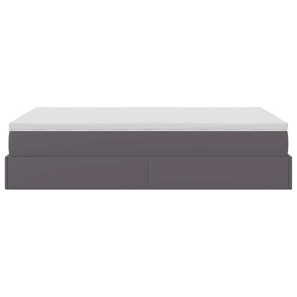 Struttura Letto Pouf con Materasso Grigio 120x190 cm Similpelle
