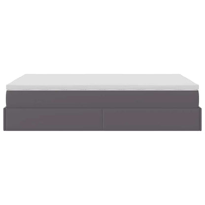 Struttura Letto Pouf con Materasso Grigio 120x190 cm Similpelle