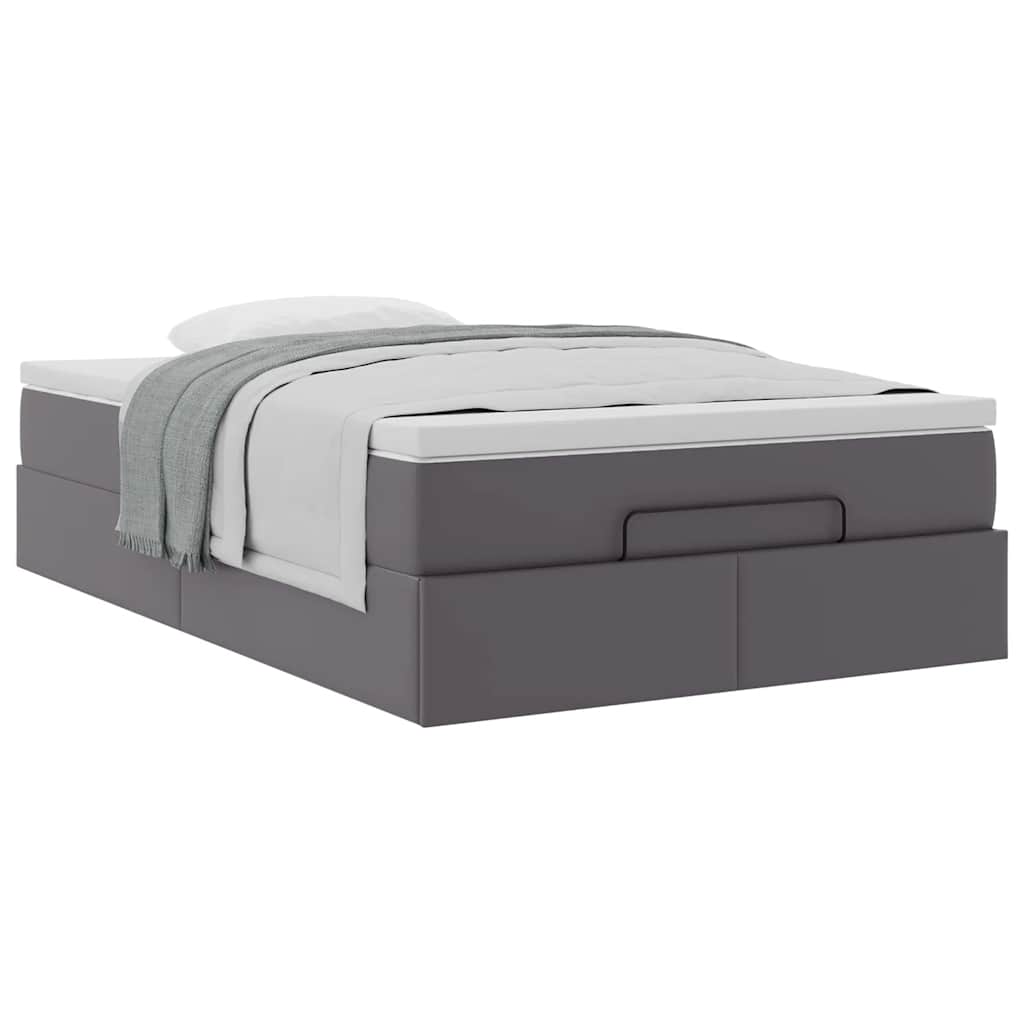 Struttura Letto Pouf con Materasso Grigio 120x200 cm Similpelle | homemem39