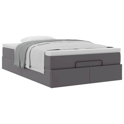 Struttura Letto Pouf con Materasso Grigio 120x200 cm Similpelle | homemem39