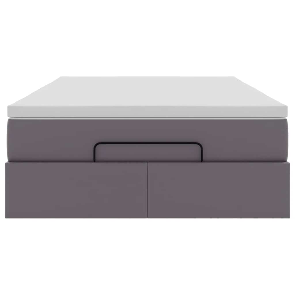 Struttura Letto Pouf con Materasso Grigio 120x200 cm Similpelle | homemem39