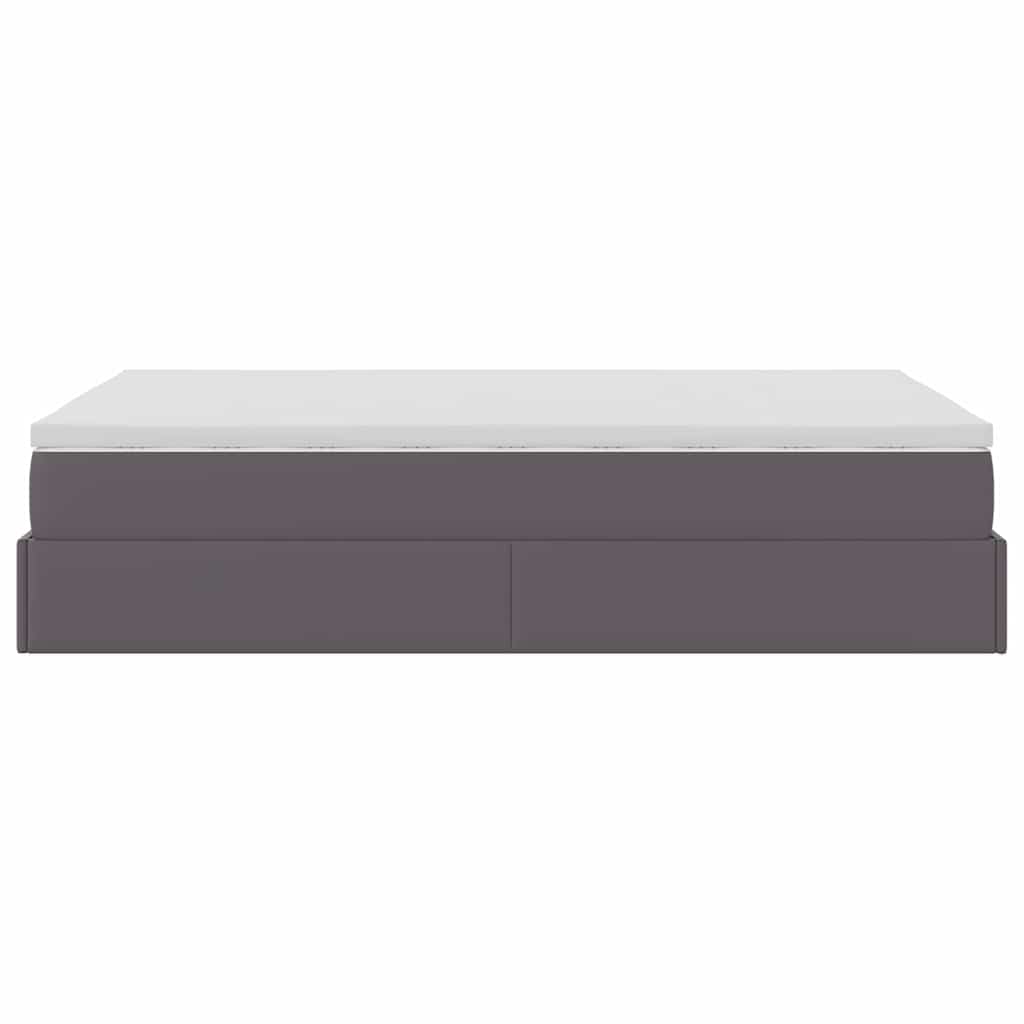 Struttura Letto Pouf con Materasso Grigio 120x200 cm Similpelle | homemem39