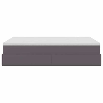 Struttura Letto Pouf con Materasso Grigio 120x200 cm Similpelle | homemem39