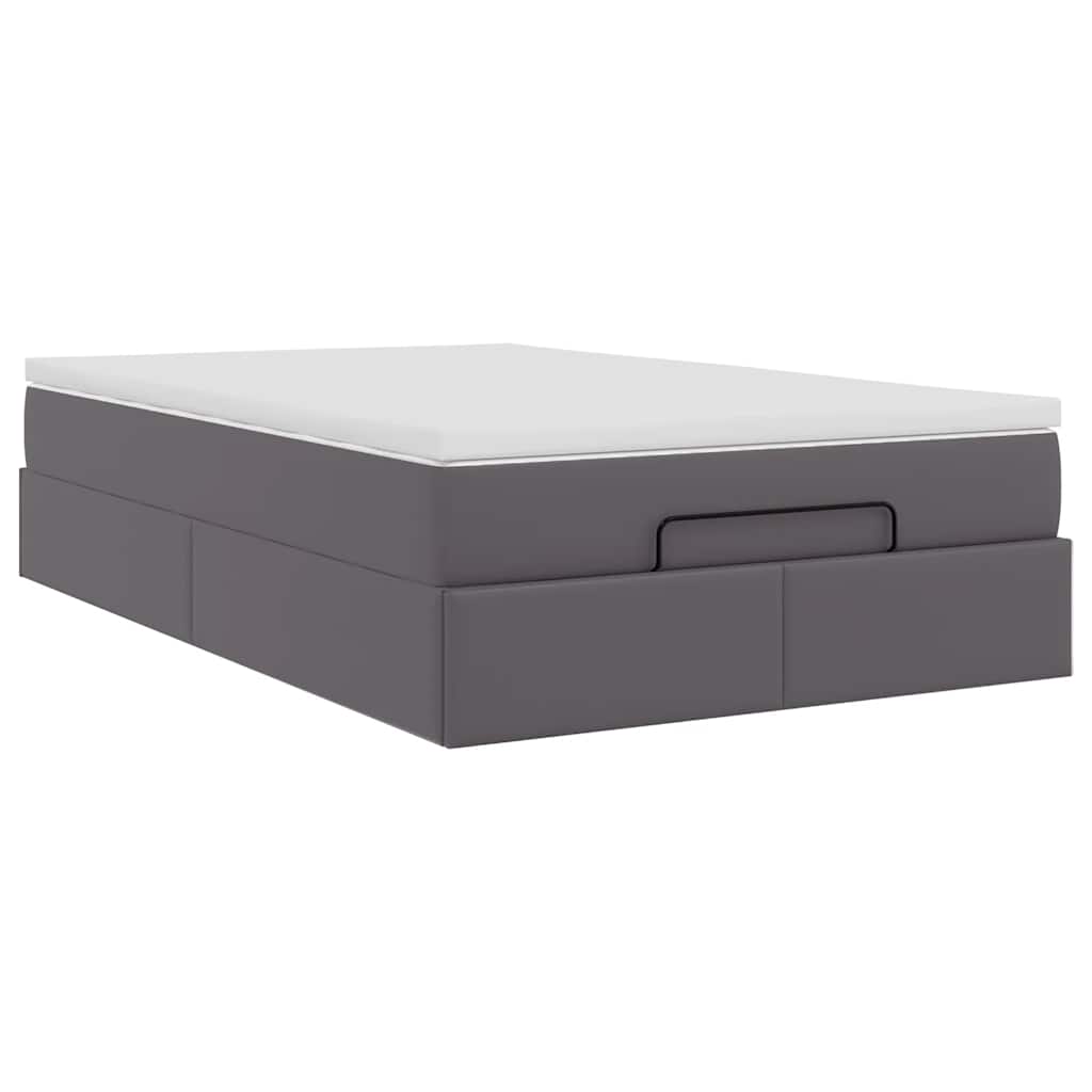 Struttura Letto Pouf con Materasso Grigio 120x200 cm Similpelle | homemem39