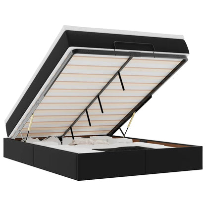 Struttura Letto Pouf con Materasso Nero 140x190 cm Similpelle - homemem39