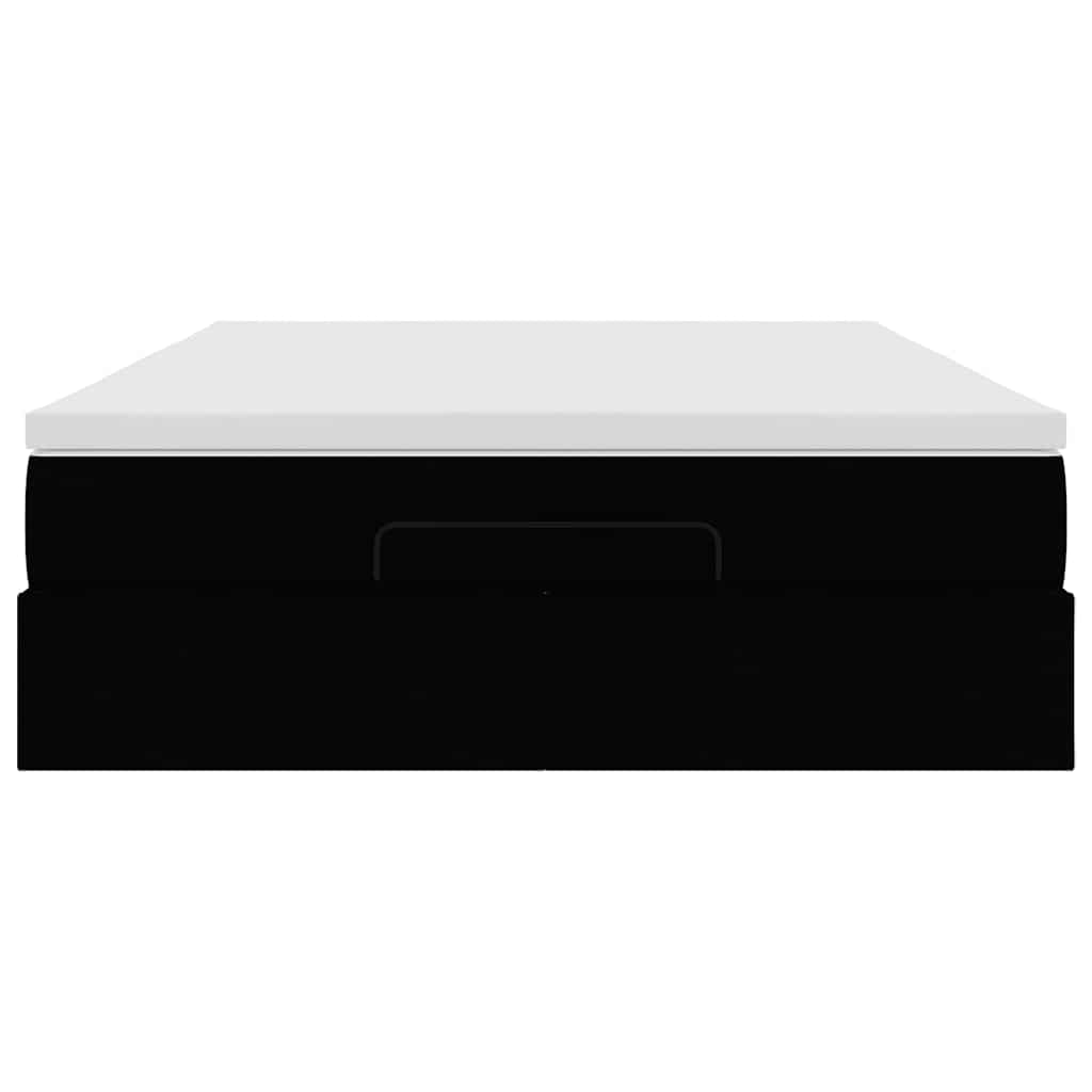 Struttura Letto Pouf con Materasso Nero 140x190 cm Similpelle - homemem39