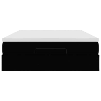 Struttura Letto Pouf con Materasso Nero 140x190 cm Similpelle - homemem39