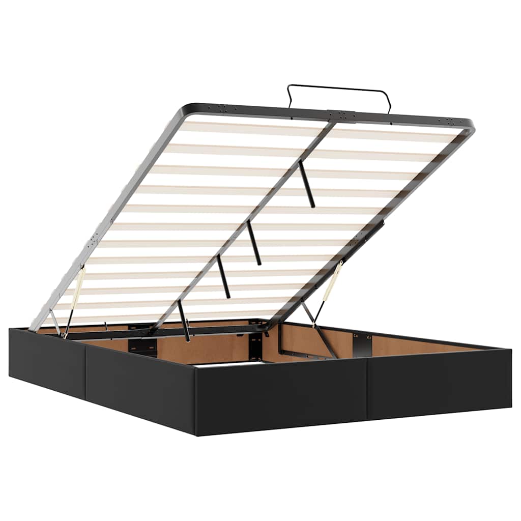 Struttura Letto Pouf con Materasso Nero 140x190 cm Similpelle - homemem39