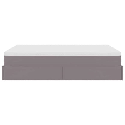 Struttura Letto Pouf con Materasso Grigio 140x190 cm Similpelle