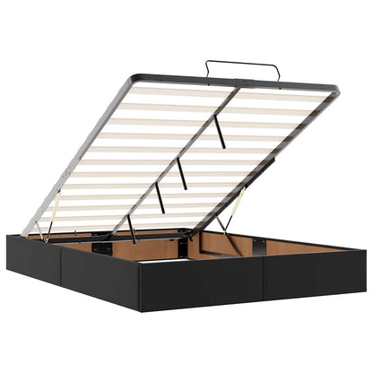 Struttura Letto Pouf con Materasso Nero 140x200 cm Similpelle - homemem39