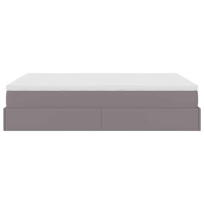 Struttura Letto Pouf con Materasso Grigio 140x200 cm Similpelle