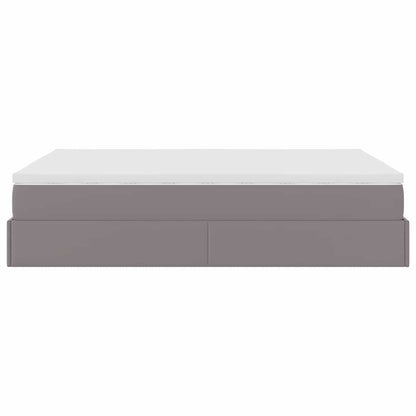 Struttura Letto Pouf con Materasso Grigio 140x200 cm Similpelle