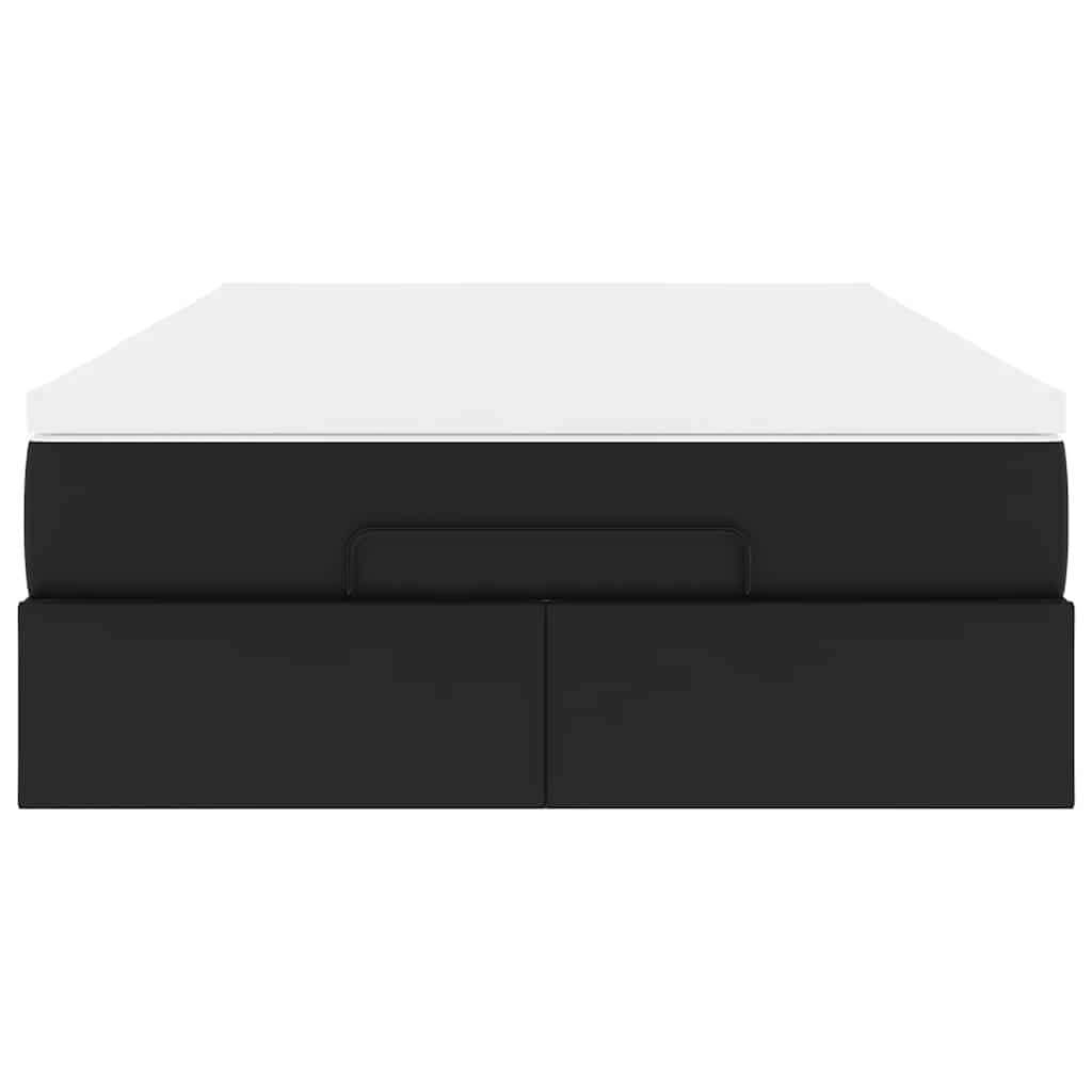 Struttura Letto Pouf con Materasso Nero 160x200 cm Similpelle | homemem39
