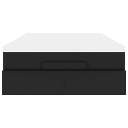 Struttura Letto Pouf con Materasso Nero 160x200 cm Similpelle | homemem39