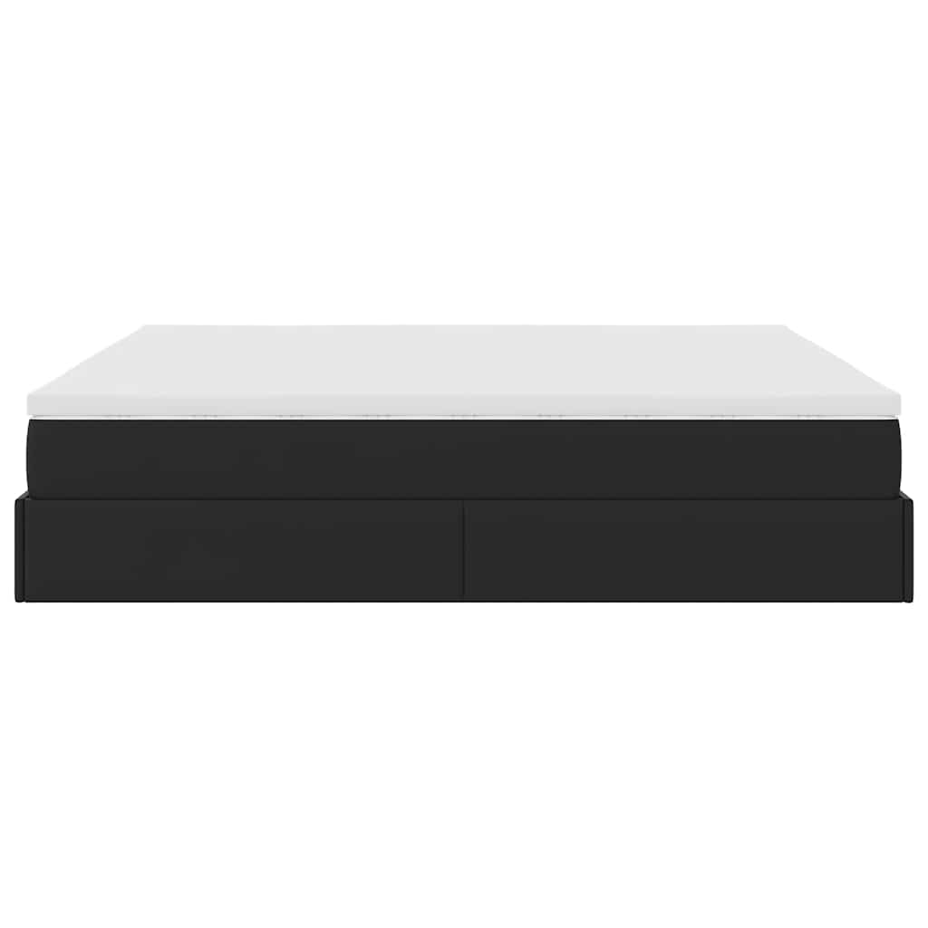 Struttura Letto Pouf con Materasso Nero 160x200 cm Similpelle | homemem39