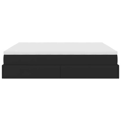 Struttura Letto Pouf con Materasso Nero 160x200 cm Similpelle | homemem39