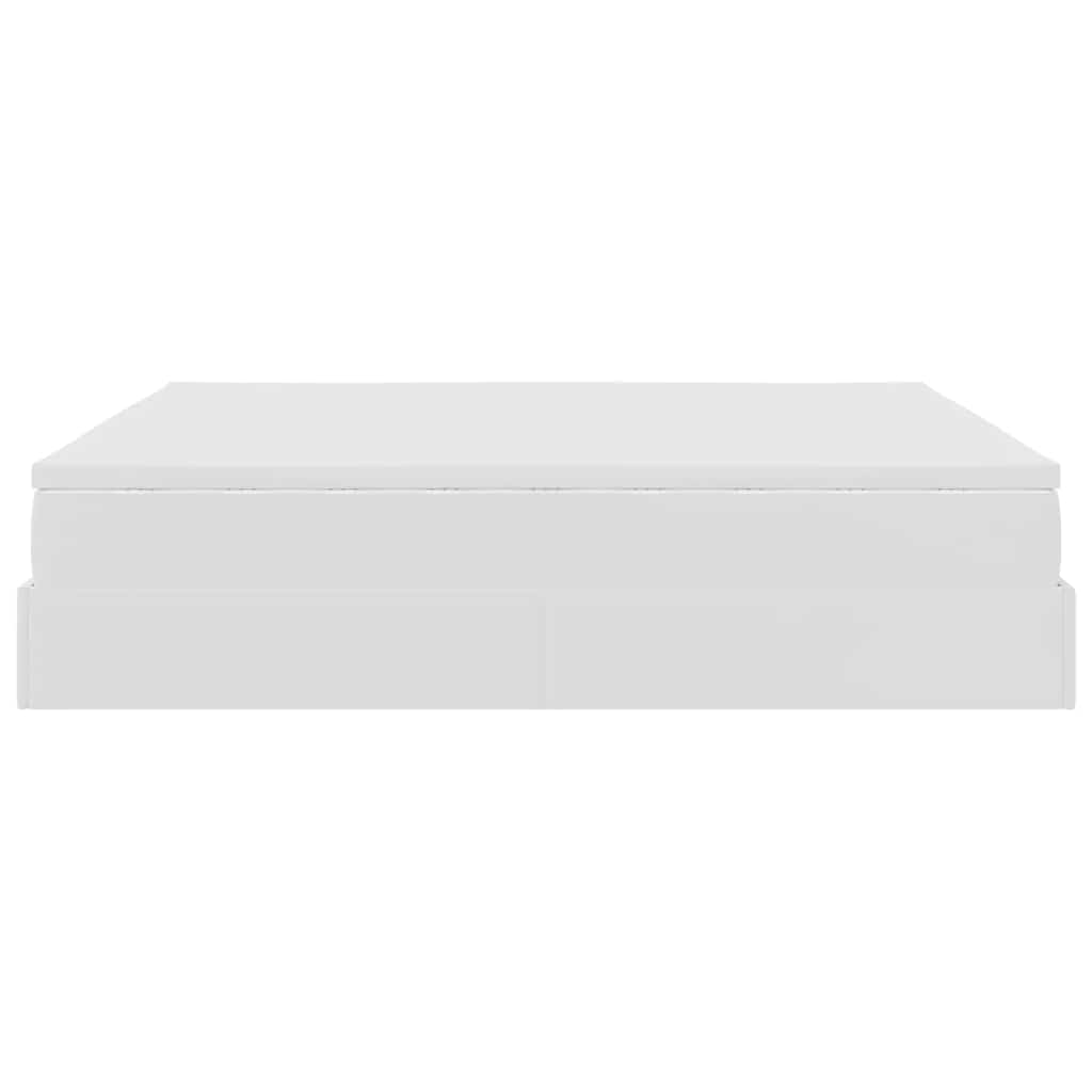 Struttura Letto Pouf con Materasso Bianco 160x200 cm Similpelle