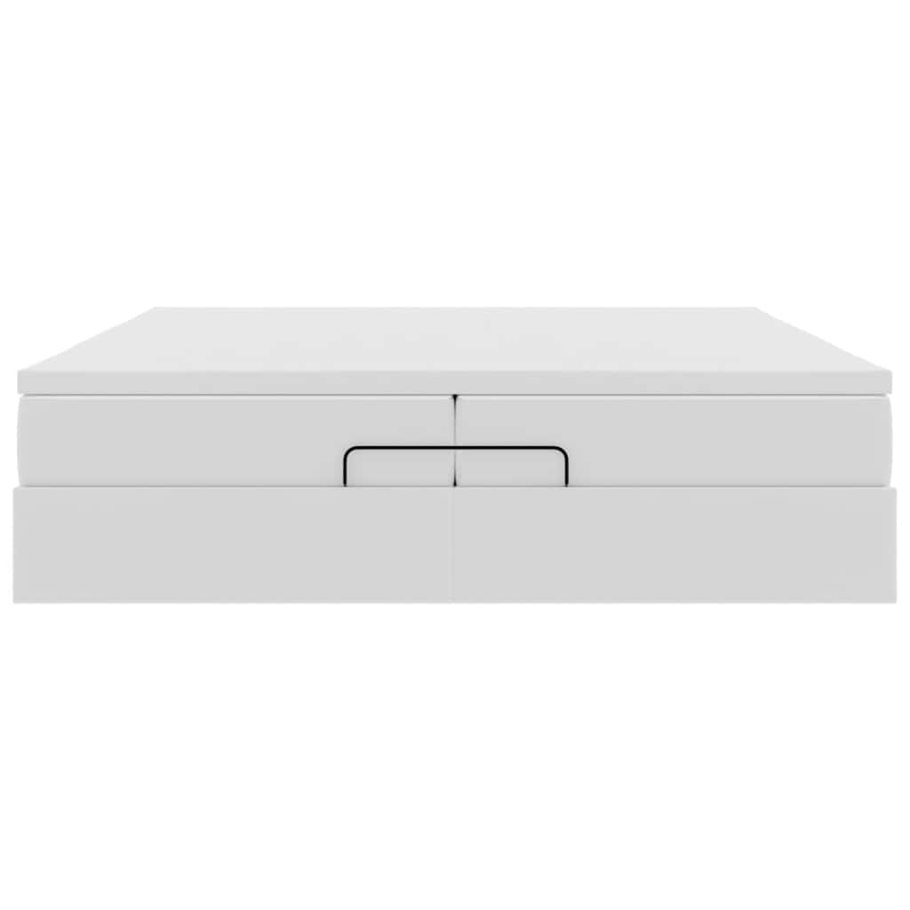 Struttura Letto Pouf con Materassi Bianco 200x200 cm Similpelle