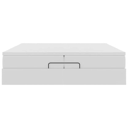 Struttura Letto Pouf con Materassi Bianco 200x200 cm Similpelle