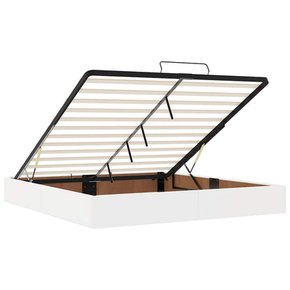 Struttura Letto Pouf con Materassi Bianco 200x200 cm Similpelle