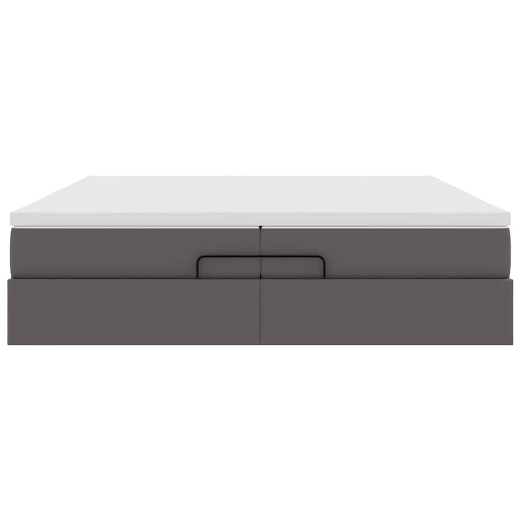 Struttura Letto Pouf con Materassi Grigio 200x200 cm Similpelle