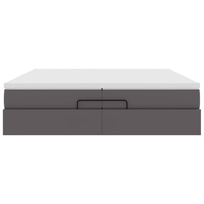Struttura Letto Pouf con Materassi Grigio 200x200 cm Similpelle