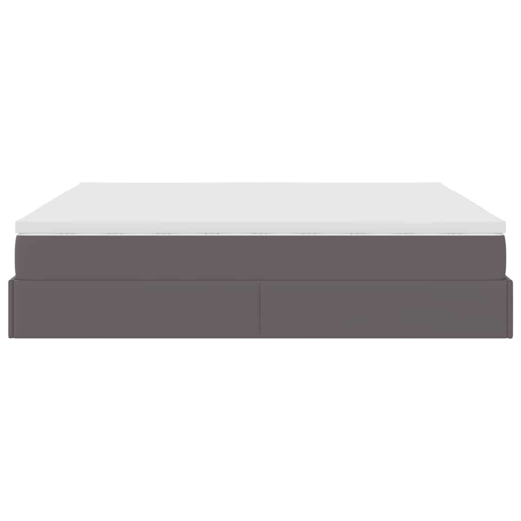 Struttura Letto Pouf con Materassi Grigio 200x200 cm Similpelle | homemem39