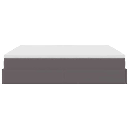 Struttura Letto Pouf con Materassi Grigio 200x200 cm Similpelle | homemem39