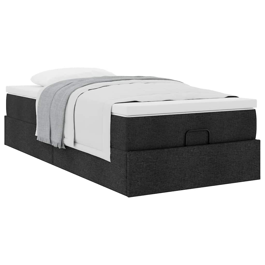 Struttura Letto Pouf con Materasso Nero 80x200 cm in Tessuto | homemem39