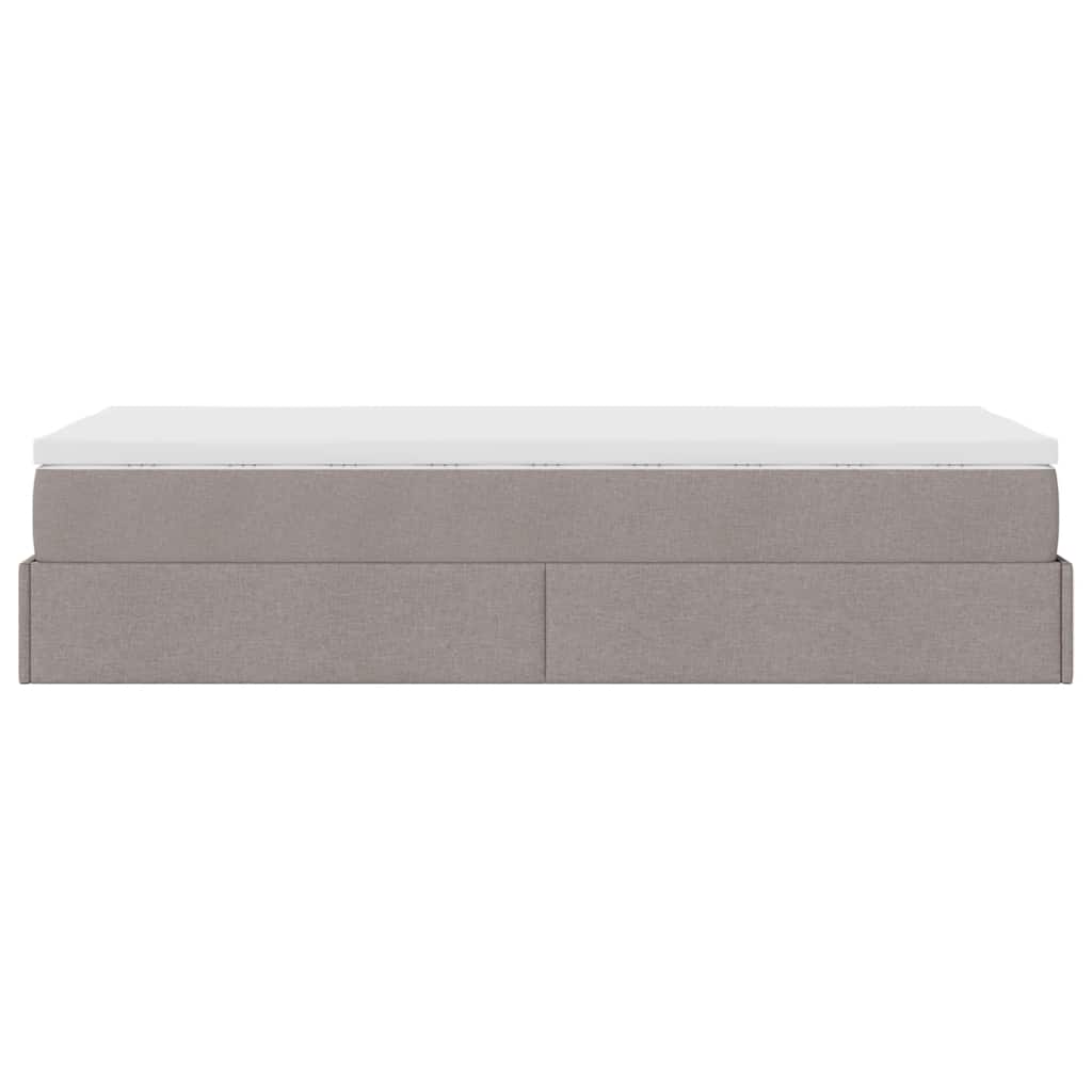 Struttura Letto Pouf con Materasso Tortora 80x200 cm in Tessuto