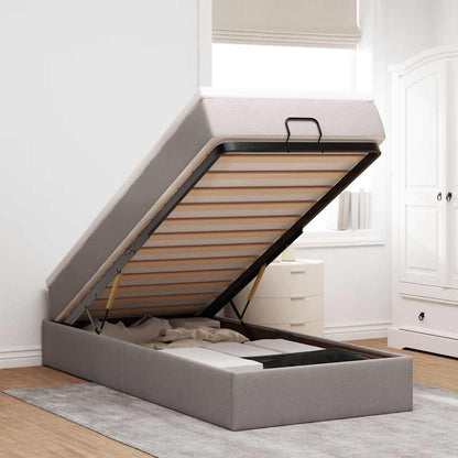 Struttura Letto Pouf con Materasso Tortora 80x200 cm in Tessuto