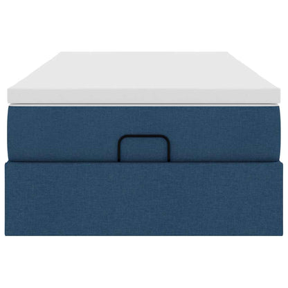 Struttura Letto Pouf con Materasso Blu 80x200 cm in Tessuto