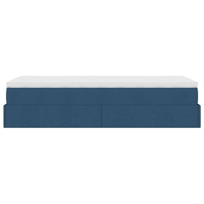 Struttura Letto Pouf con Materasso Blu 80x200 cm in Tessuto