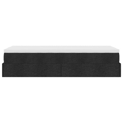 Struttura Letto Pouf con Materasso Nero 90x190 cm in Tessuto