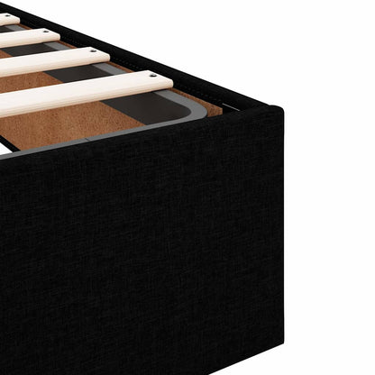 Struttura Letto Pouf con Materasso Nero 90x190 cm in Tessuto