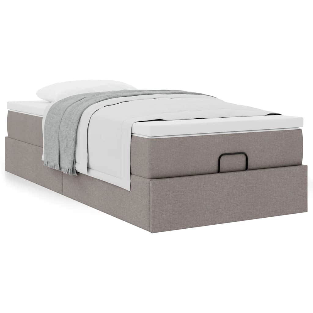 Struttura Letto Pouf con Materasso Tortora 90x190 cm in Tessuto