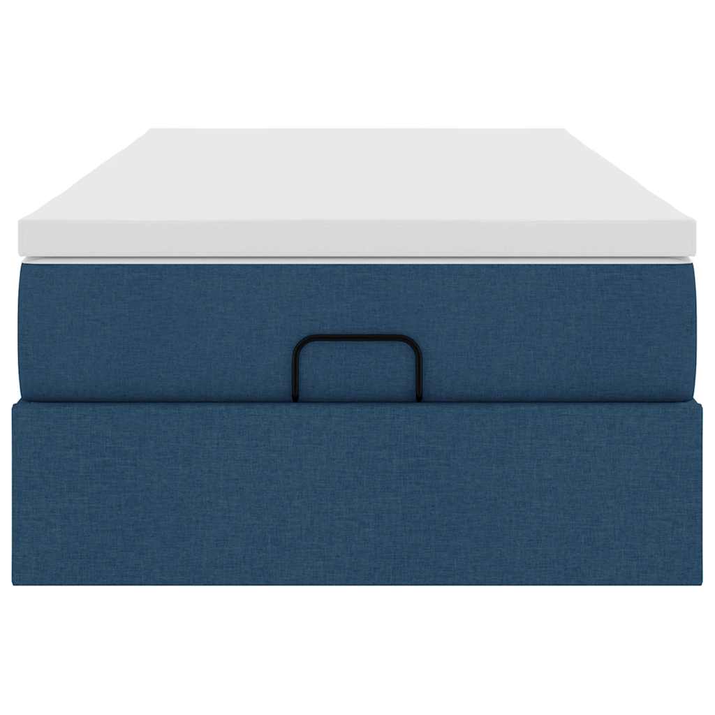 Struttura Letto Pouf con Materasso Blu 90x190 cm in Tessuto