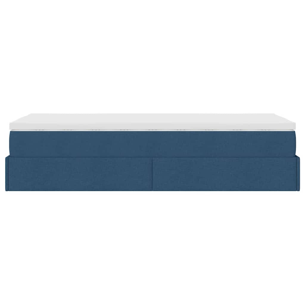 Struttura Letto Pouf con Materasso Blu 90x190 cm in Tessuto