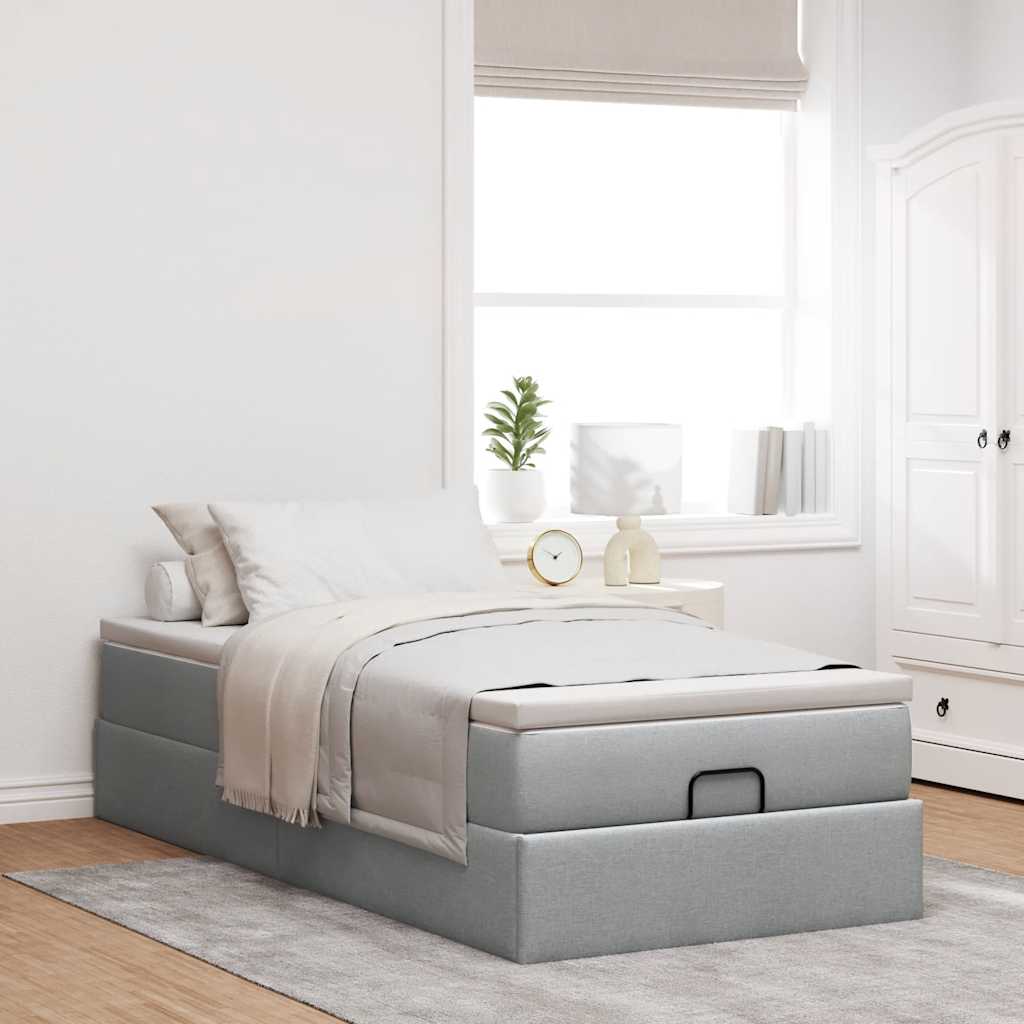 Struttura Letto Pouf con Materasso 90x200 cm in Tessuto