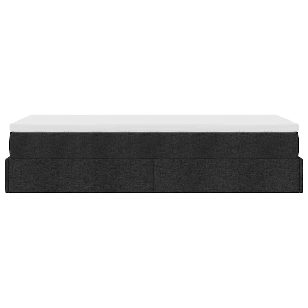 Struttura Letto Pouf con Materasso Nero 90x200 cm in Tessuto